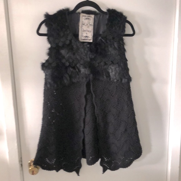 Jack and Jinger black fur sweater vest Sz S - Picture 1 of 7